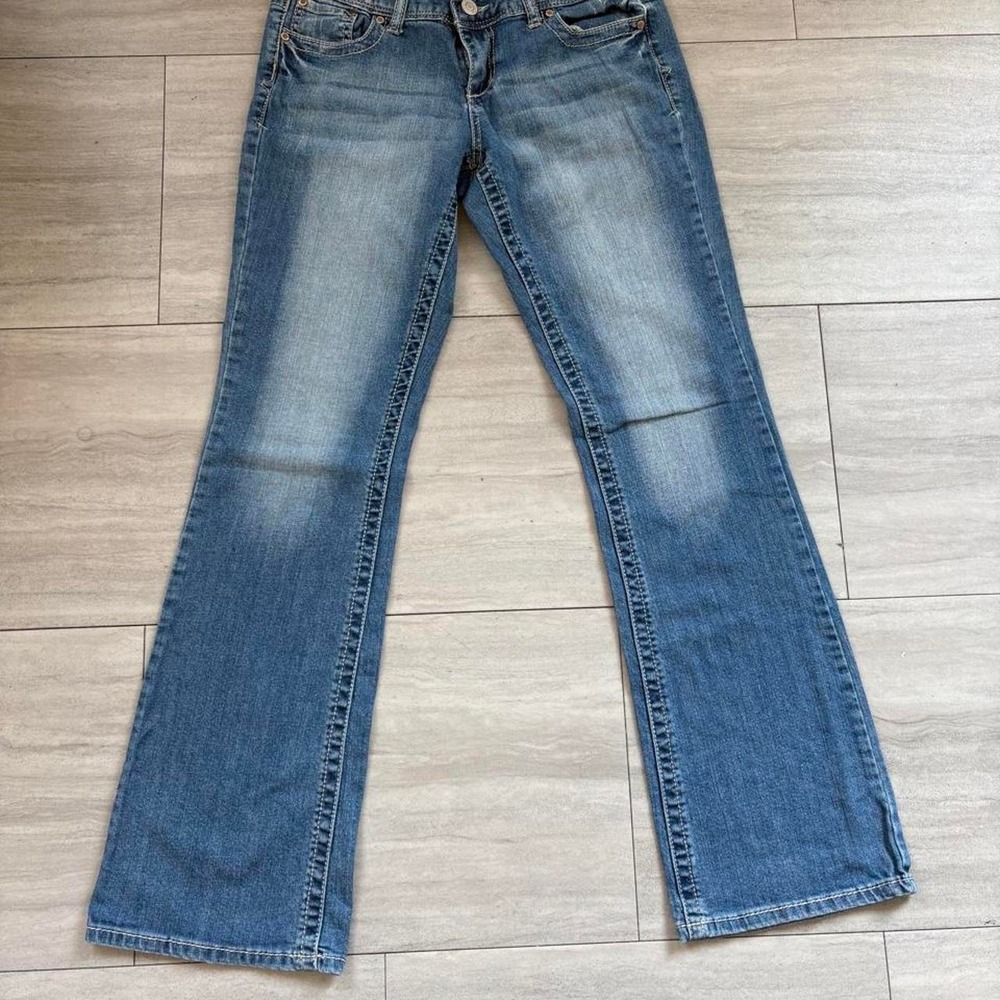 Maurices Womens Low Rise Bootcut Jeans Blue Denim 7/8 Long